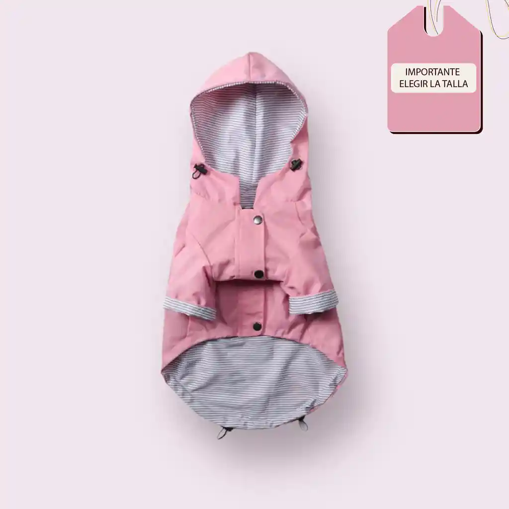 Chubasquero Impermeable Rosado Forrado Para Perro