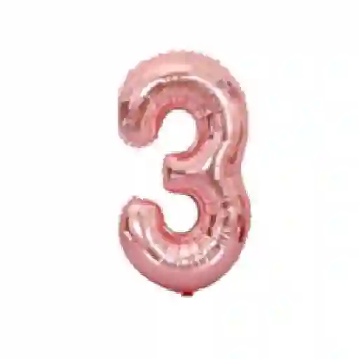 Globo Metalizado Número 3 Oro Rosa De 40 Cm