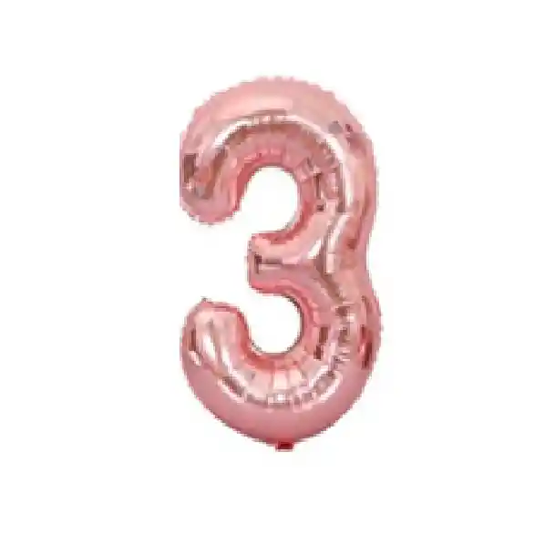 Globo Metalizado Número 3 Oro Rosa De 40 Cm