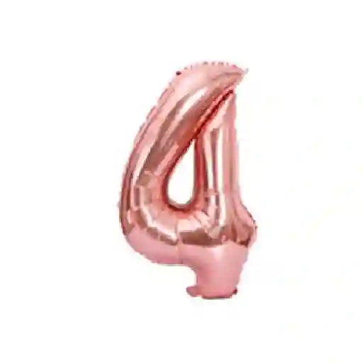 Globo Metalizado Número 4 Oro Rosa De 40 Cm