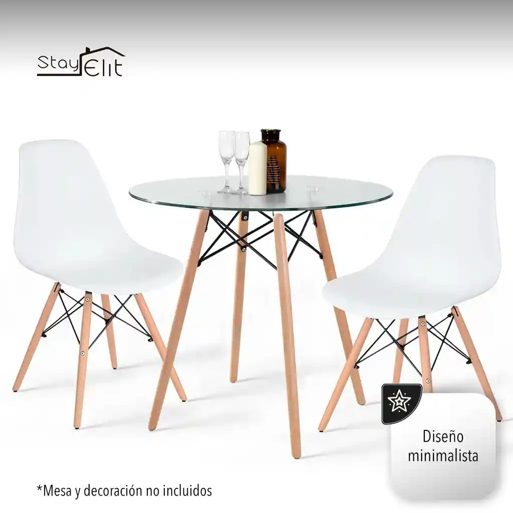 Set De 4 Sillas Tipo Eames Minimalistas Blanco Hogar Oficina