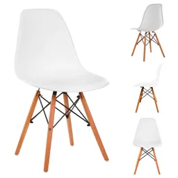 Set De 4 Sillas Tipo Eames Minimalistas Blanco Hogar Oficina