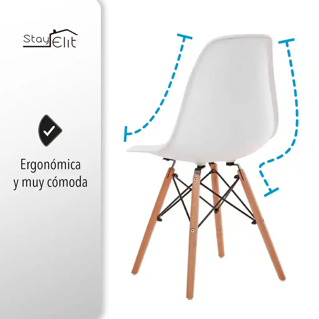 Set De 4 Sillas Tipo Eames Minimalistas Blanco Hogar Oficina