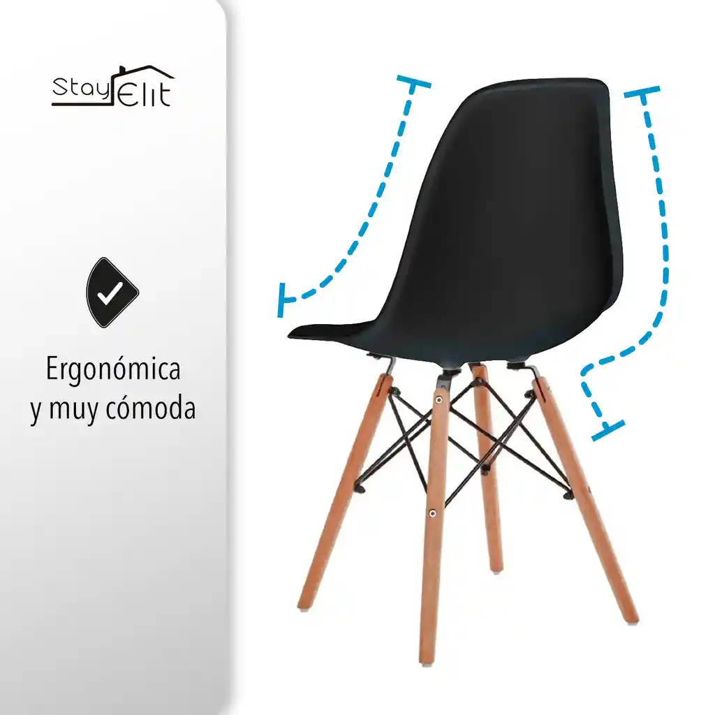 Set De 4 Sillas Tipo Eames Minimalistas Negro Hogar Oficina