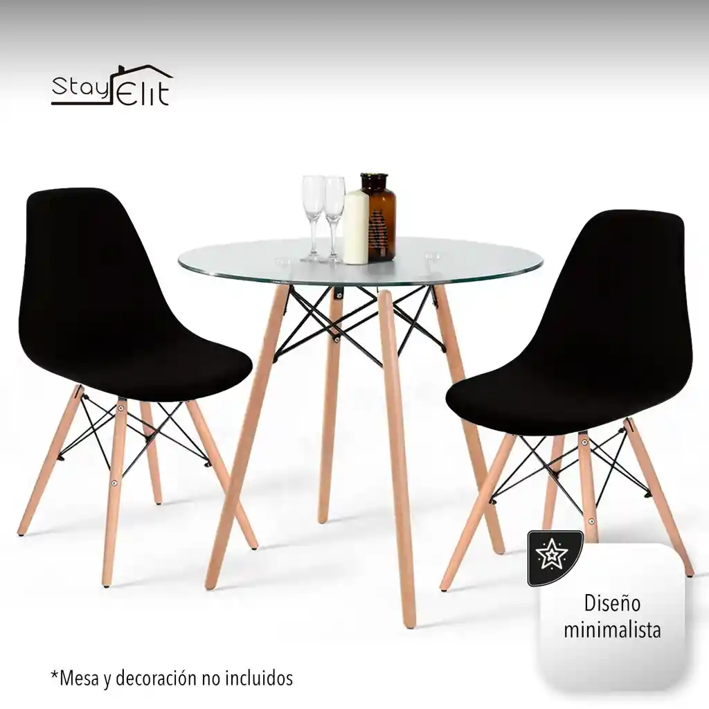 Set De 4 Sillas Tipo Eames Minimalistas Negro Hogar Oficina