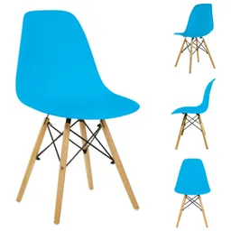 Set De 4 Sillas Tipo Eames Minimalistas Azul Hogar Oficina