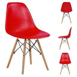 Set De 4 Sillas Tipo Eames Minimalistas Rojo Hogar Oficina