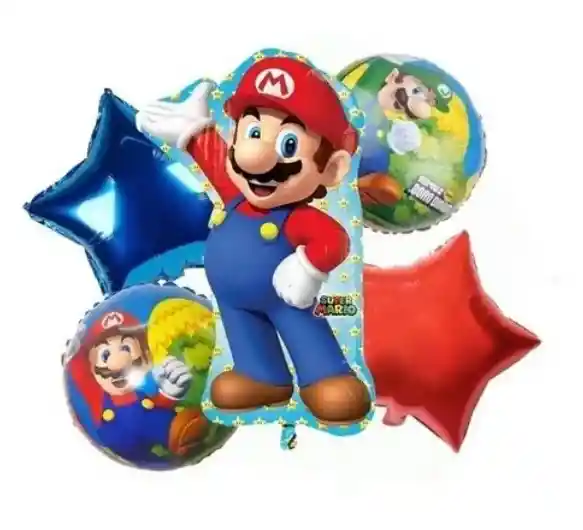 Globo Metalizado Bouquet Super Mario Bros