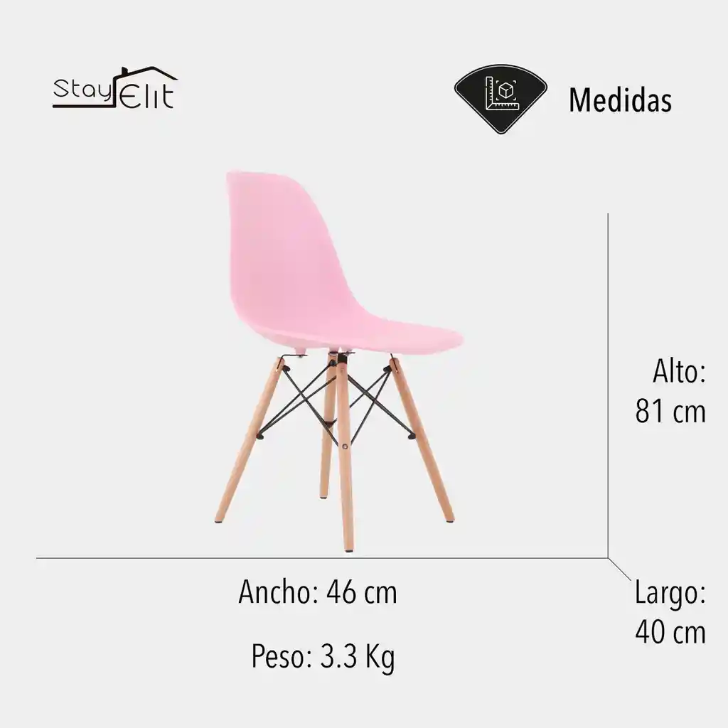 Set De 2 Sillas Minimalistas Color Rosa