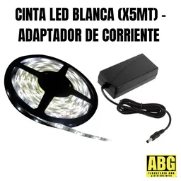 Cinta Led Luz Blanca ( X5 Mts ) Y Aaptador -p De Cinta Led.