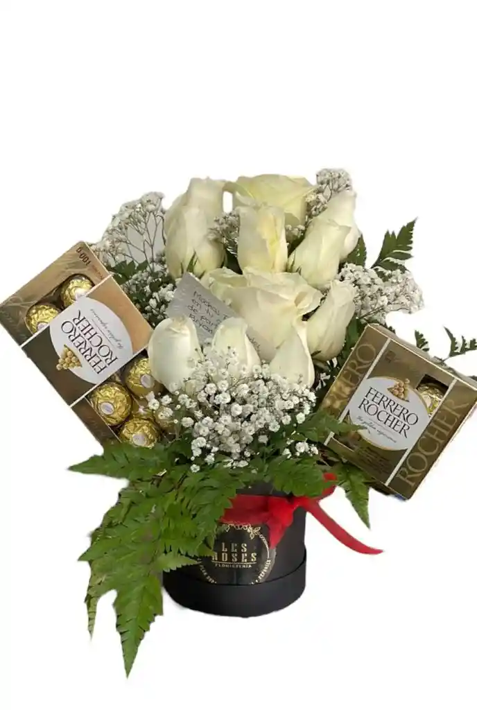 Flores De Rosas Blancas En Caja Premium