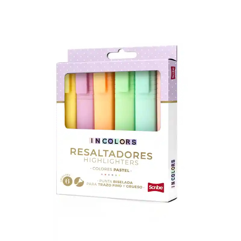 Resaltadores Pastel Unipunta Scribe Incolors X6