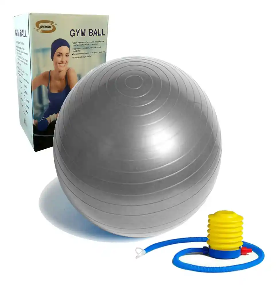 Balón Pilates 55 Cm Pelota Abdominal Yoga Terapia + Inflador - Gris