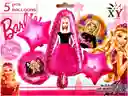 Bouquet Globo Barbie Vestido Estrella Rosada X5