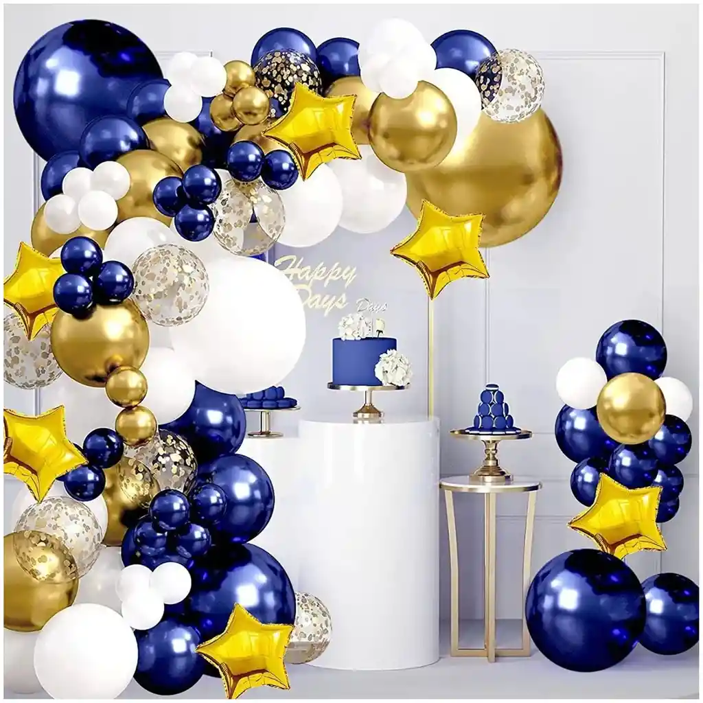 Globo Arco Decorativo Azul Naval Dorado Grado Boda Shower