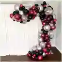 Globo Arco Decoracion Vinotinto Negro Plateado Grado Boda