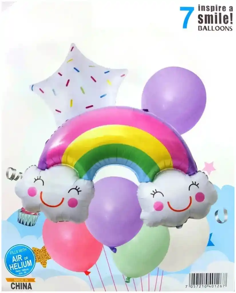 Kit Decorativo Globos Arcoiris Candy Rosado