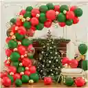 Globos Arco Confetti Decoracion Rojo Verde Dorado Navidad