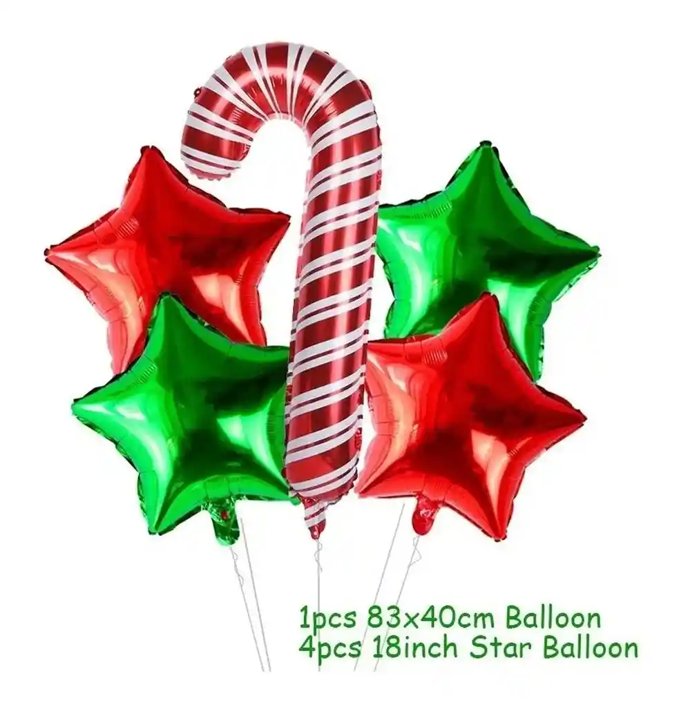 Navidad Globos Baston Decoracion Rojo Verde