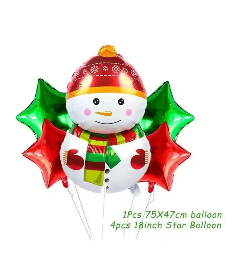 Navidad Globos Latex Muñeco Nieve Decoracion Rojo Verde Fin