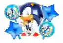 Kit Globos Decoracion Sonic Azul Video Juego Estrella