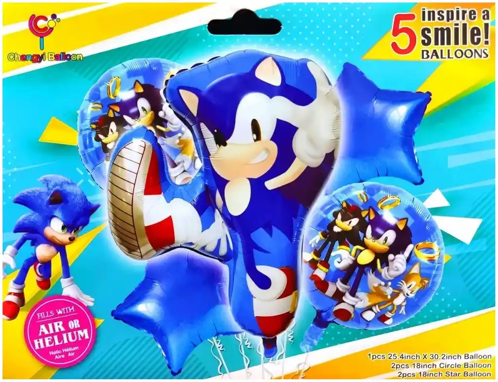 Globos Decoracion Sonic Azul Video Juego