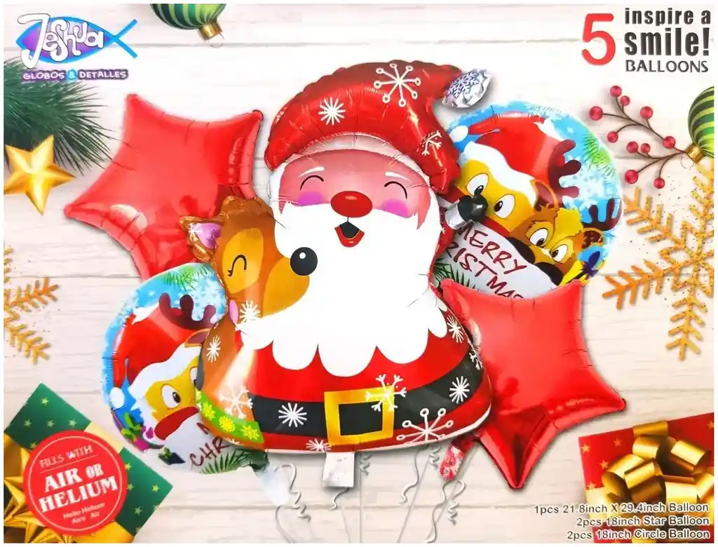 Globo Papa Noel Santa Reno Feliz Navidad Fin De Año Rojo