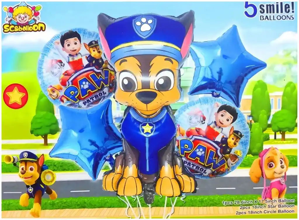 Globos Paw Patrol Patrulla Canina Perro Policia Chase Azul