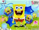 Decoracion Globos Bob Esponja Amarillo Azul Cumpleaños