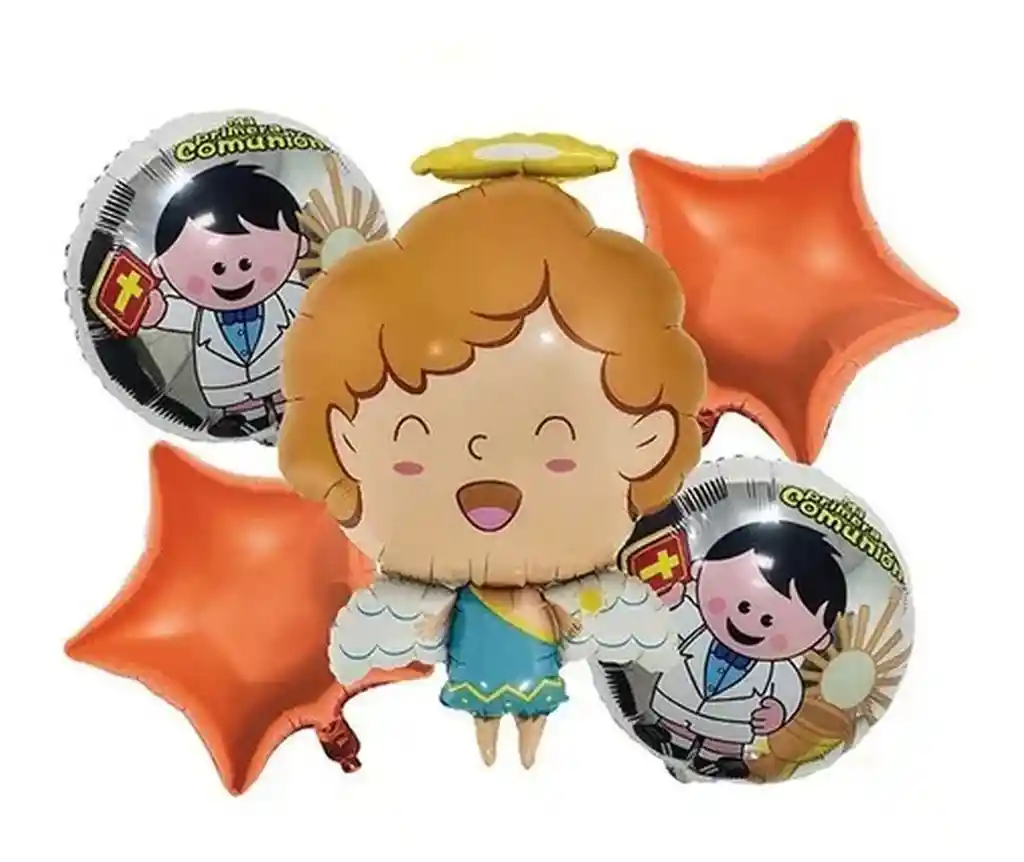 Bouquet Globo Angelito Baby Shower Comunion Bautizo Azul