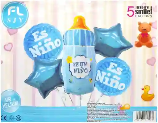 Bouquet Globos Baby Shower Es Niño Tetero Azul