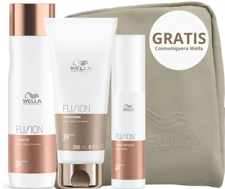 Kit Wella Fusion Shamp 250ml + Acondicionador 200ml + Amino Refiller 70ml