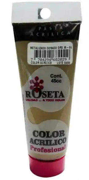 Acrilico Profesional Roseta Dorado Y Plateado 100cc