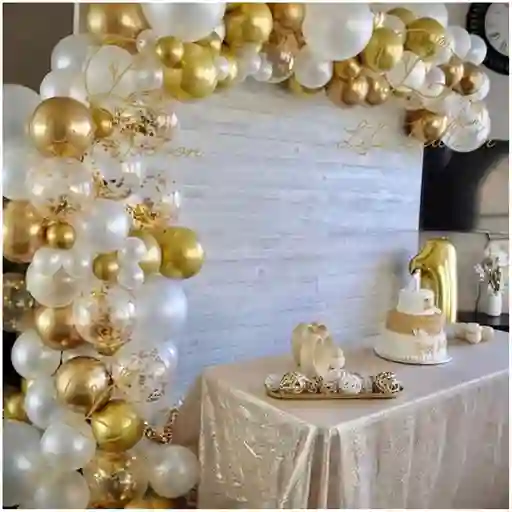 Decoracion Globos Blanco Dorado Arco Boda Cumpleaños Y Grado