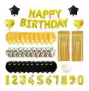 Decoracion Globos Dorados Numero Cortina Feliz Cumpleaños