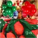 Globos De Navidad Verde Rojo Navideño X 100 Units