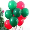 Globos Navidad Verde Rojo Navideño X 12 Units