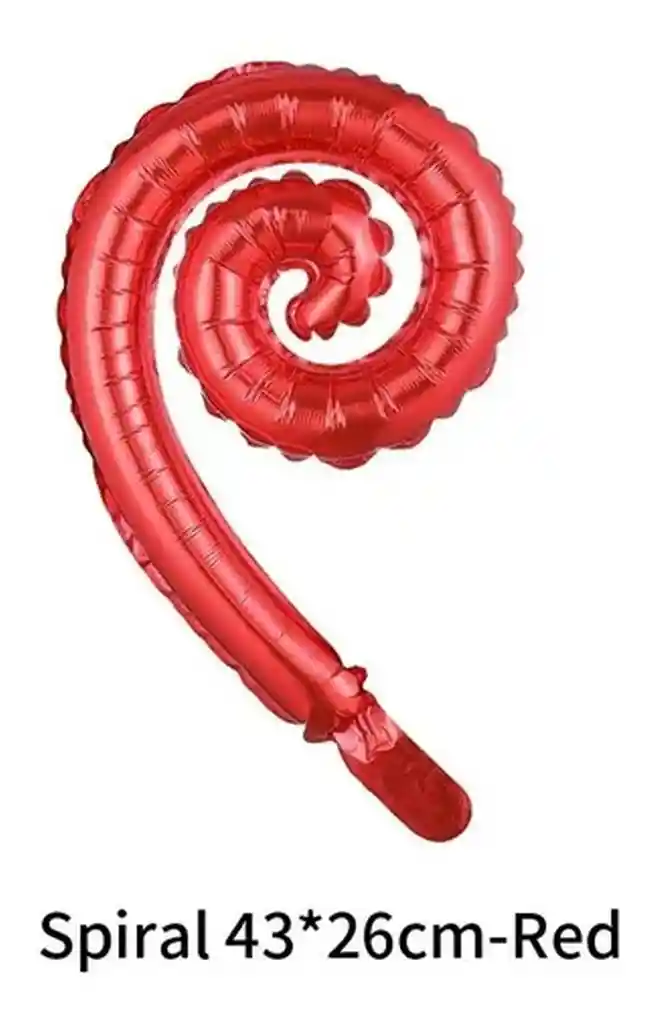 Globo Metalizado Espiral Kurly 43x30 Cm Paquete X6 Unidades Rojo