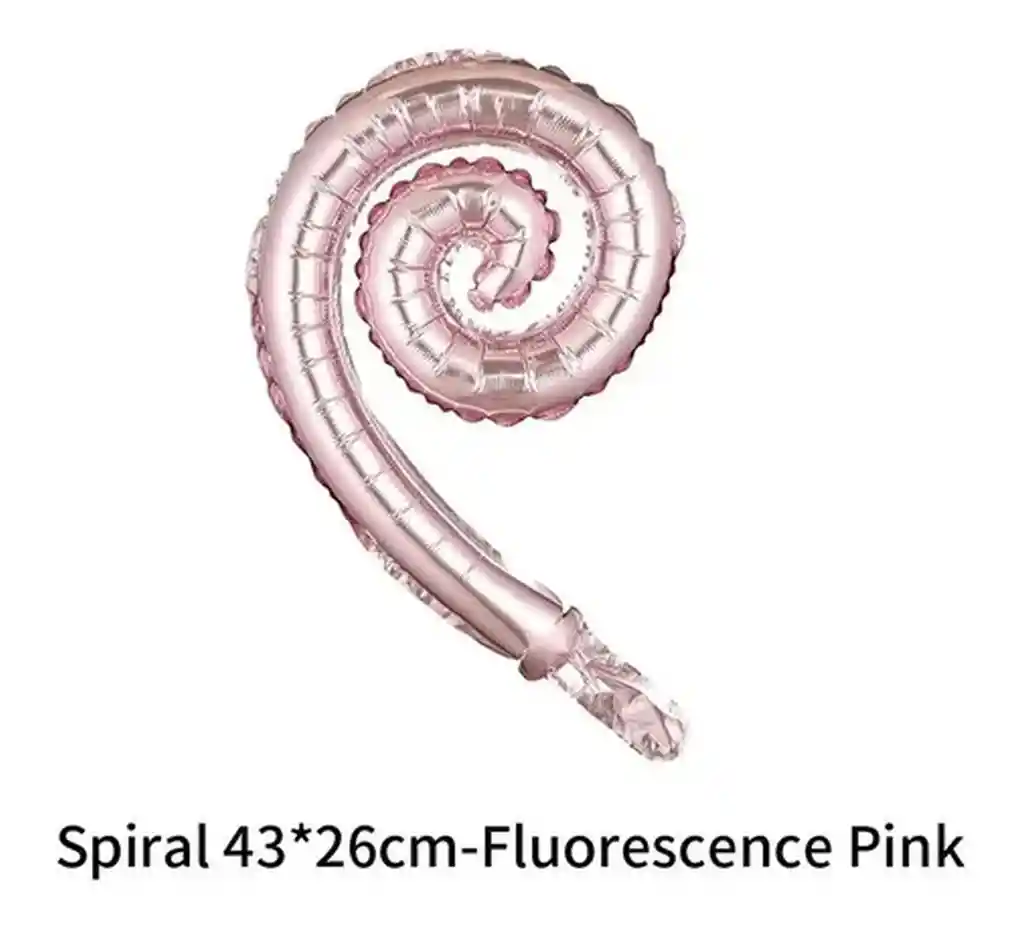 Globo Metalizado Espiral Kurly 43x30 Cm Paquete X6 Unidades Oro Rosa.