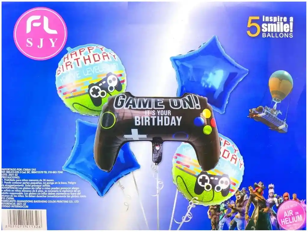 Globos Video Juegos Gamer Estrellas Control Feliz Cumpleaños