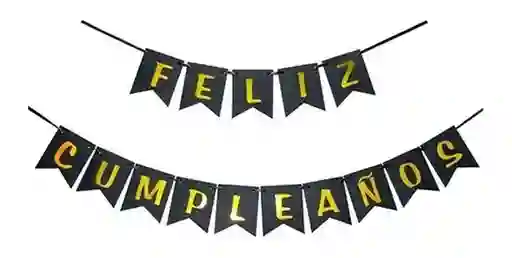 Guirnalda Feston Letrero Feliz Cumpleaños 2 Metros De Largo Negro Escarcha