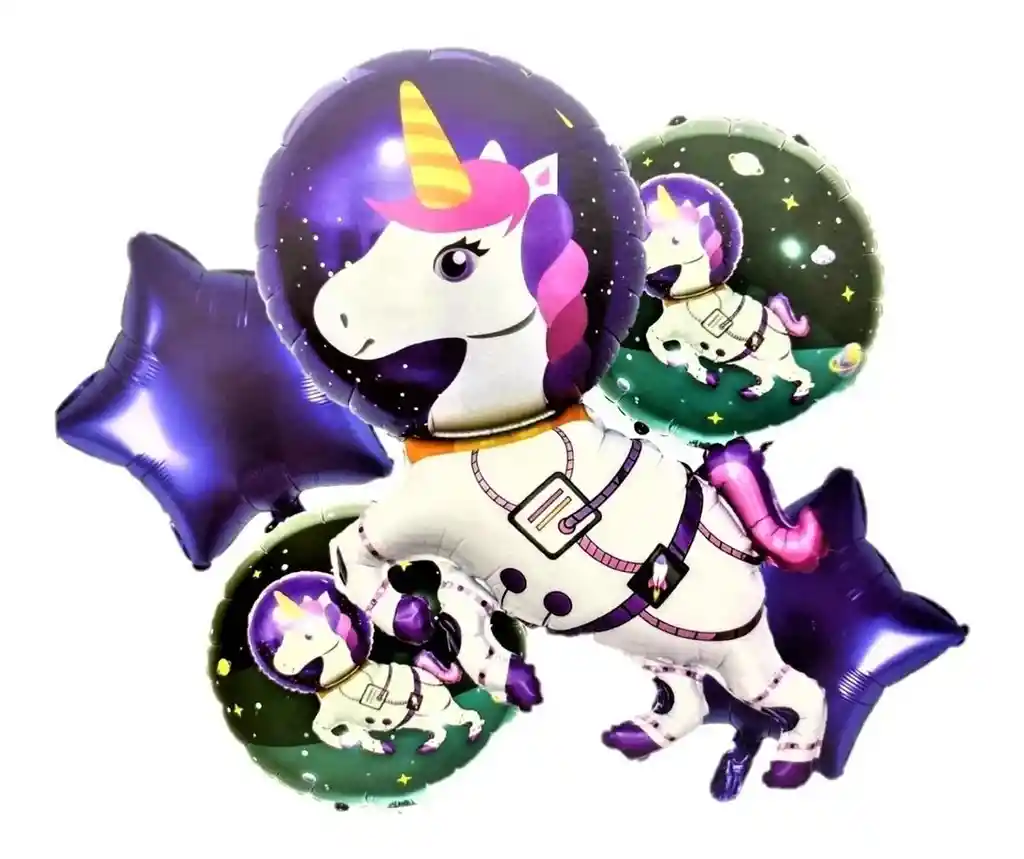 Decoración Globos Metalizados Unicornio Astronauta Espacial