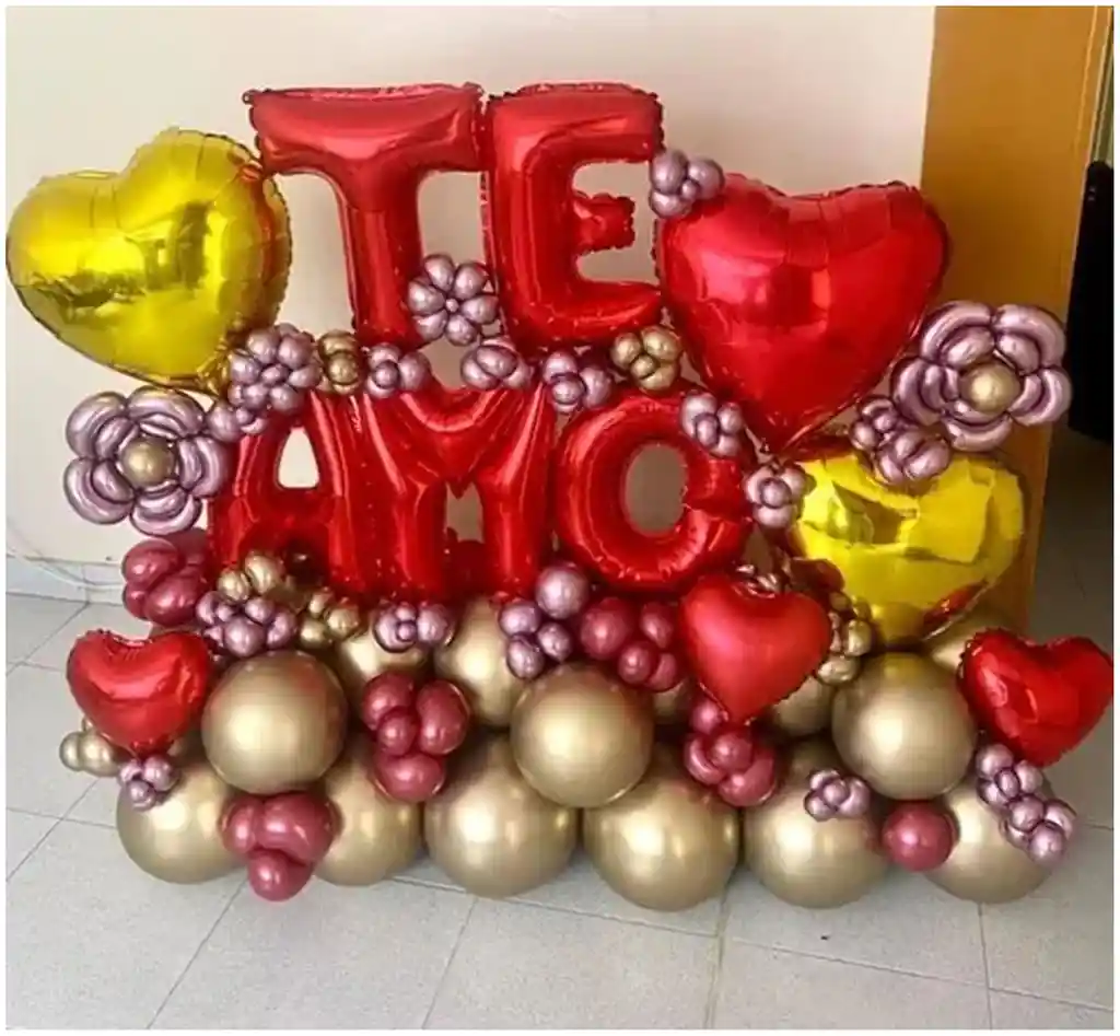 Globo Metalizado Letrero Te Amo 40 Cm De Alto Rojo
