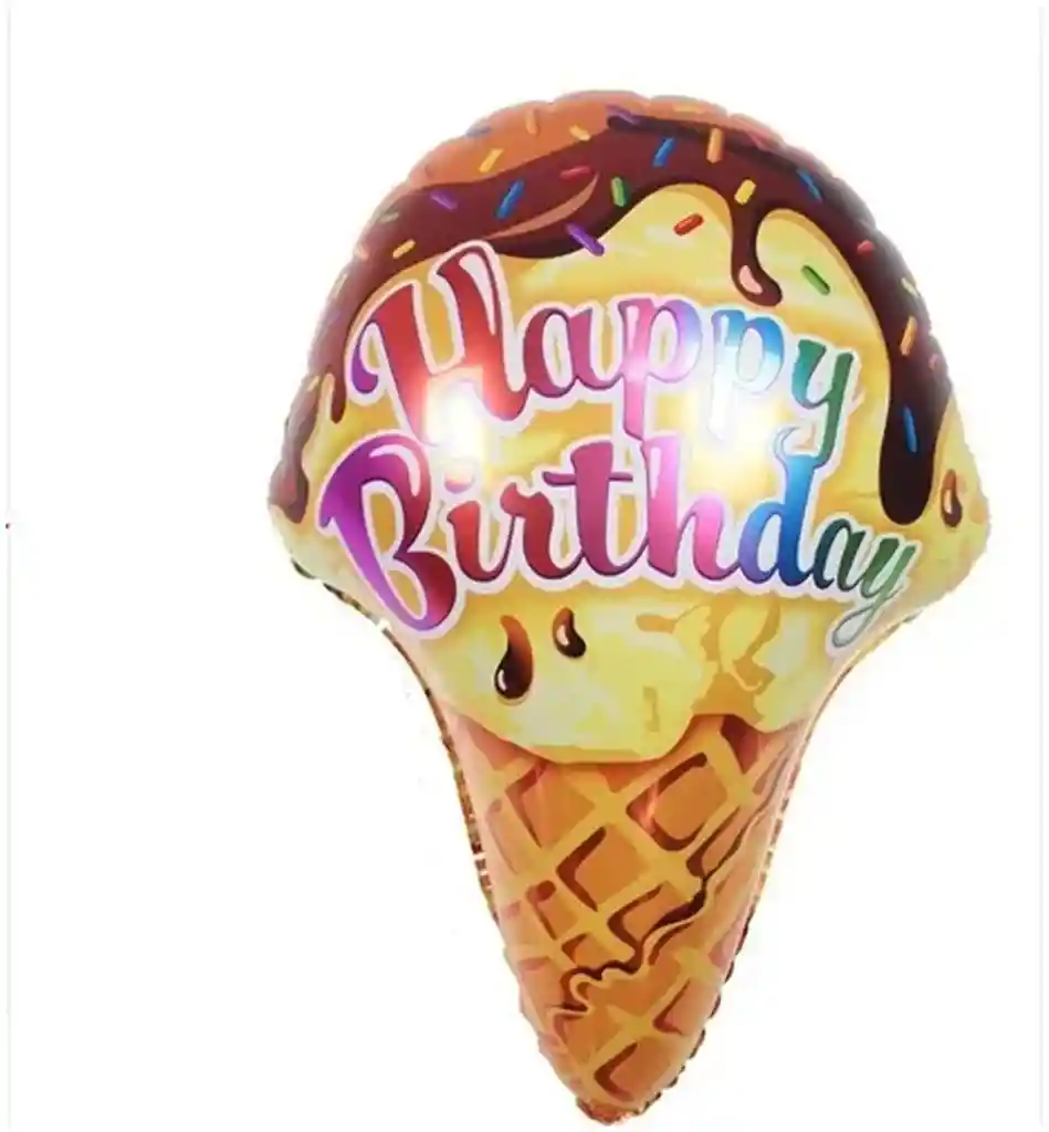 Globo Cono De Helado Happy Birthday Café Galleta 69x47cm