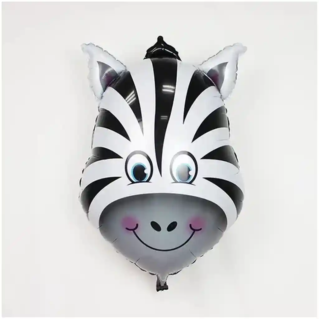 Globo Metalizado Cabeza De Animal 36x22 Cm Paquete X6 Unit Zebra