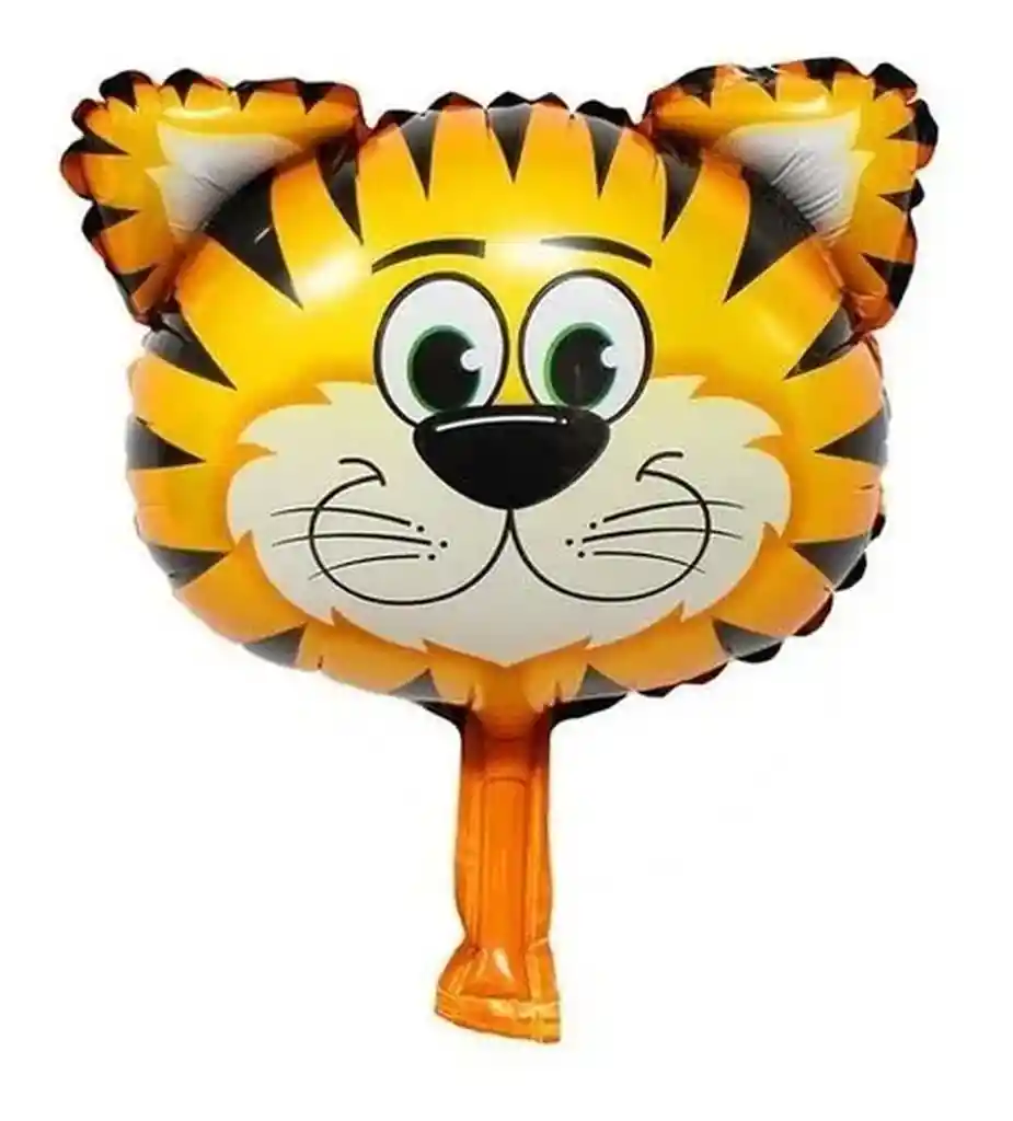 Globo Metalizado Cabeza De Animal 36x22 Cm Paquete X6 Unit Tigre