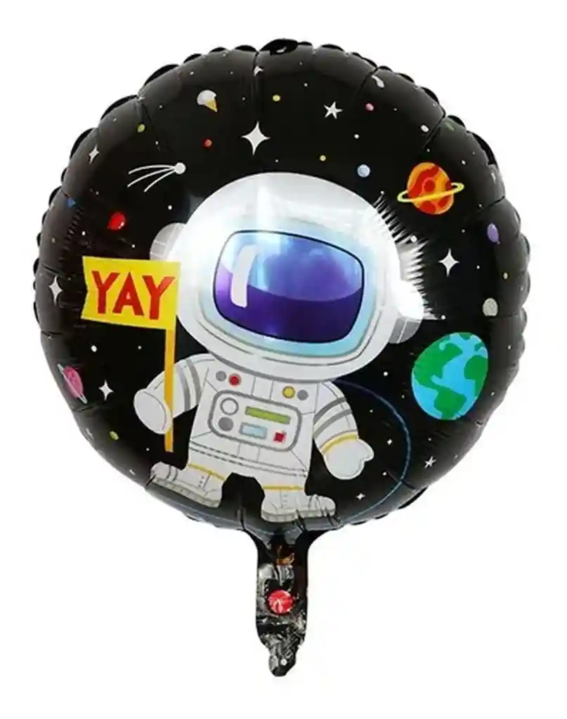 Globo Metalizado Doble Cara Astronauta Espacio 43 X 43 Cm