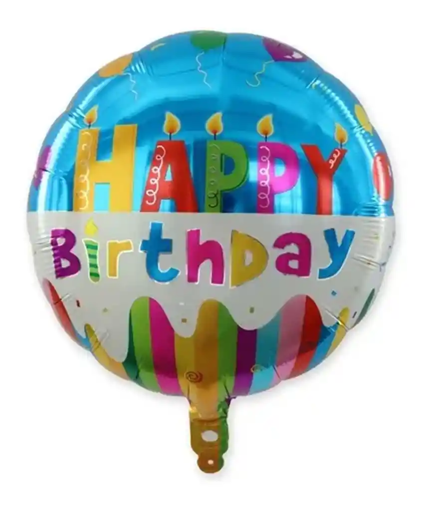 Globo Metalizado Circulo Happy Birthday 43 X 43 Cm