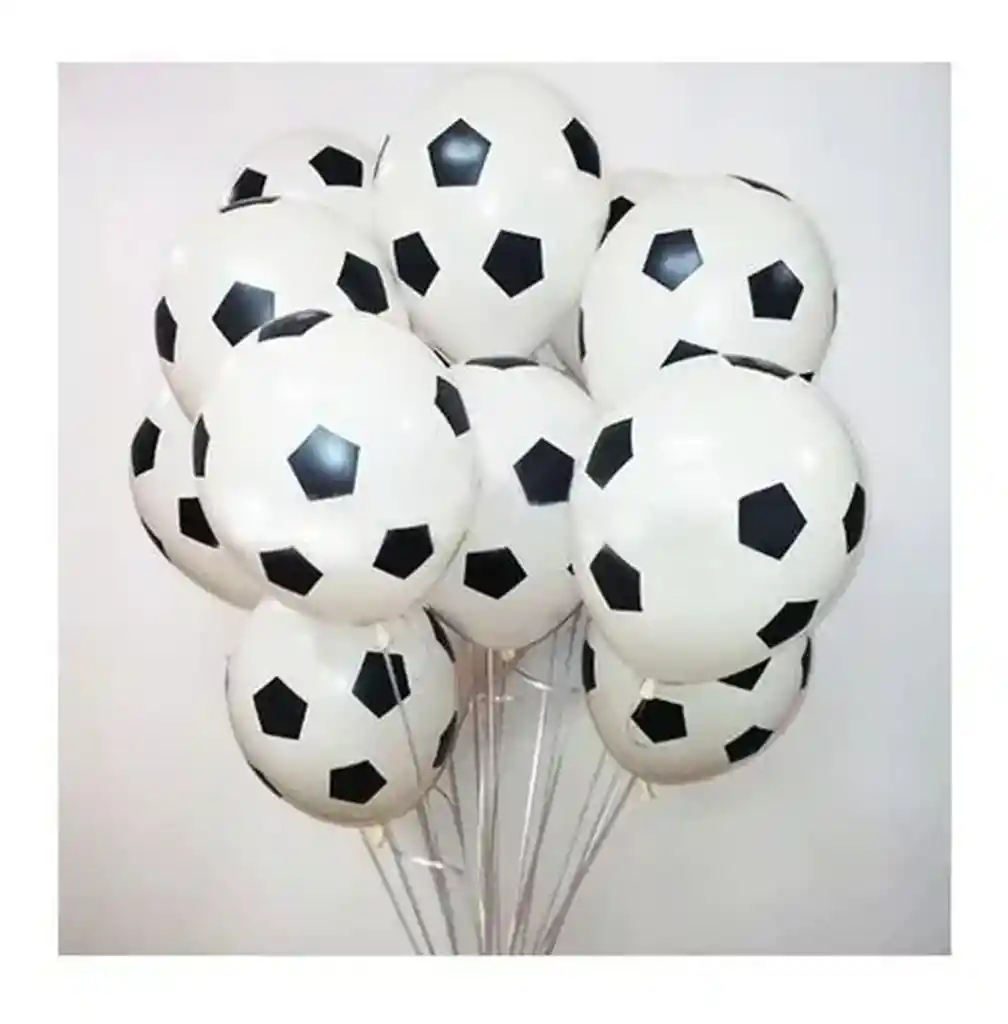 Globo Latex Balón De Futbol Blanco 30cm X 12 Unidades