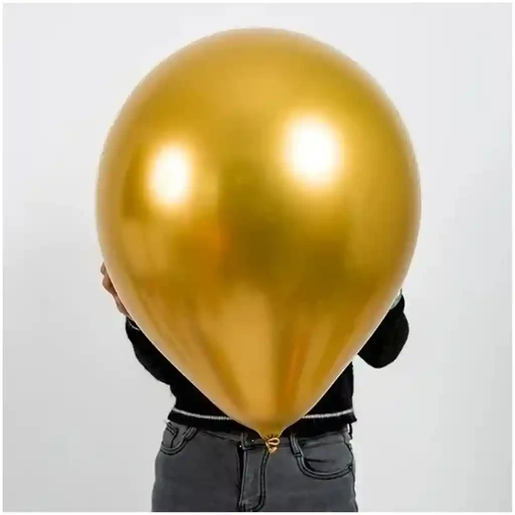 Globo Latex Cromado Grande 45 Cm Dorado